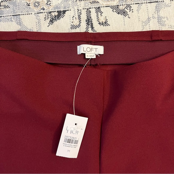 NWT Maroon Wide Leg Pull On Dress Pant Size Medium Loft - Picture 2 of 10
